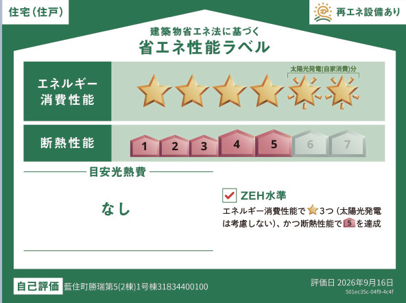 クレイドルガーデン藍住町勝瑞第5の省エネ性能ラベル