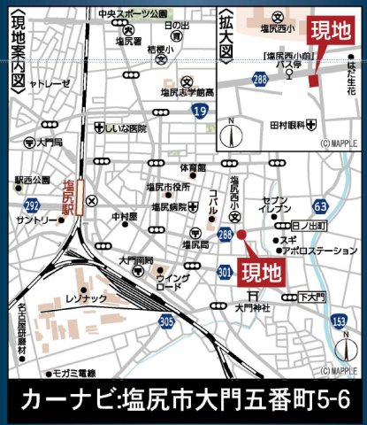 塩尻市大門五番町第2の地図|徒歩10分圏内にはお買い物施設が揃い生活便利。