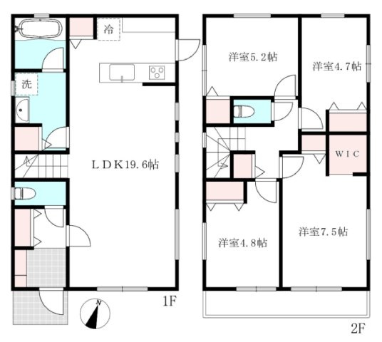 【横浜市旭区上白根1丁目37-4全2棟新築戸建て】★仲介手数料無料★（白根小学校・今宿中学校）の間取り