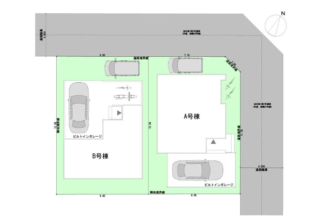 平塚市御殿2丁目新築戸建て　A号棟の区画図|区画図「平塚市御殿2丁目新築戸建て」