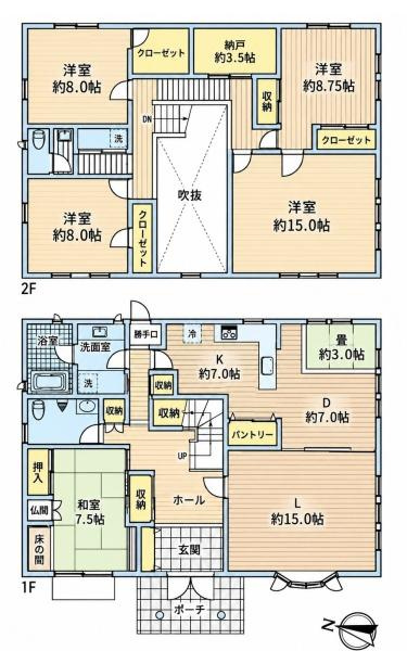 生駒市俵口町　一戸建の間取り
