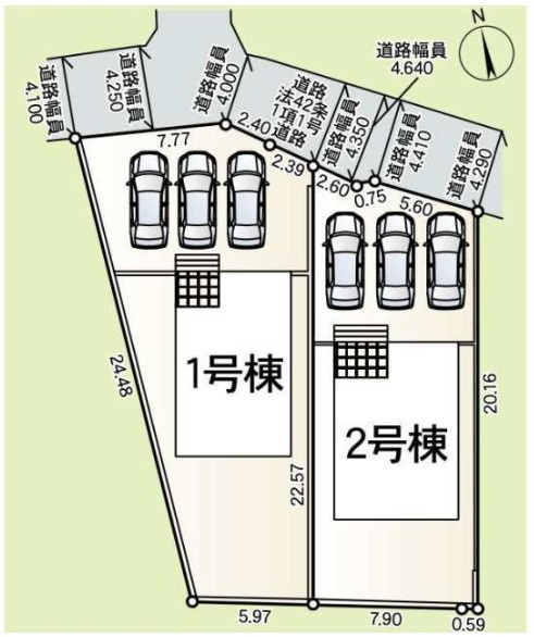 玉村町川井　第2（全2棟）1号棟の区画図