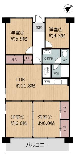 サンライズ花園の間取り|※図面と現況が異なる場合は現況を優先させていただきます。