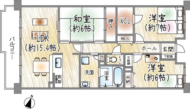 阪急日生ニュータウン花咲く丘の街A棟の間取り