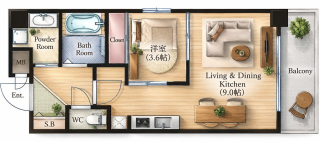 アクアプレイス南堀江の間取り
