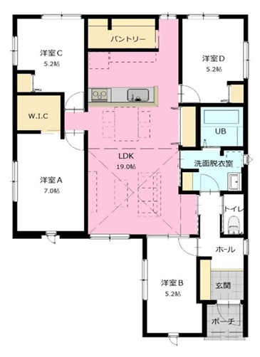 【間取り】 | 【新築分譲住宅　～ LIGARE　リガーレ～　】山形市平清水　１期1棟 | (1号棟)、価格4298万円、4LDK、土地面積243.76㎡、建物面積94.3㎡ 