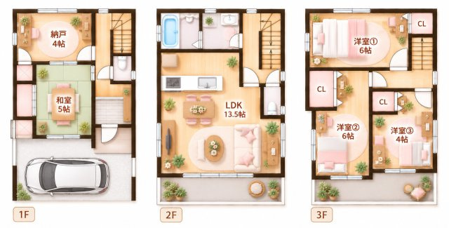 太間東町　中古一戸建ての間取り|間取り図はいかがですか？ご希望を叶える間取りですか？リビングの広さは？水回りの位置は？カウンターキッチン？など色々な情報が集約されています。弊社ではリフォームなどのご相談も承っております。