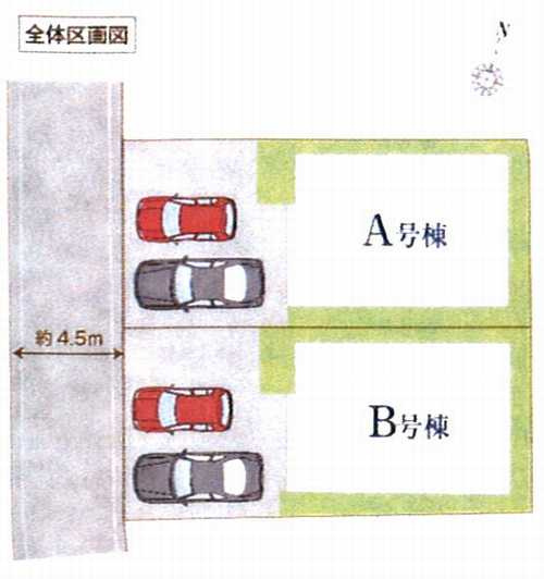藤沢市善行坂１丁目　新築戸建全2棟　A号棟の区画図