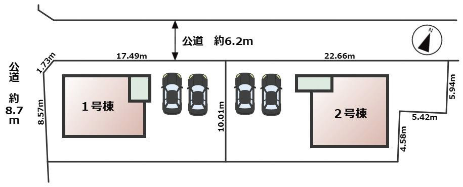 高浜市碧海町　新築戸建＜2号棟＞の区画図|駐車場並列2台可能