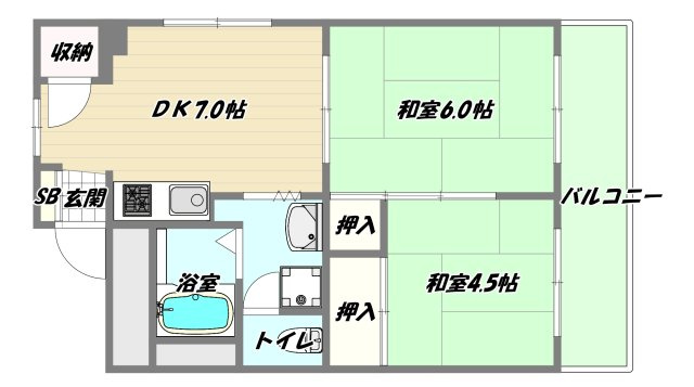 大阪市淀川区新高１丁目の賃貸マンションの間取り