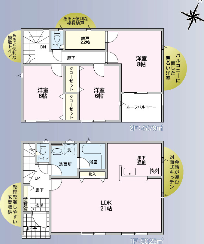 松本市波田第12　新築戸建の間取り|間取りは3SLDK。全室6帖以上のゆとりの室内。