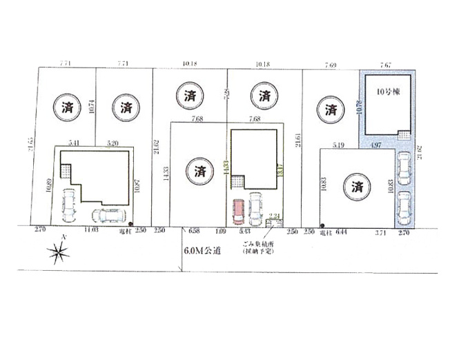 【区画図】 | 川越市砂新田2丁目　新築一戸建住宅　全10棟　(ふじみ野店) | 南東側6ｍ公道に面した、全10棟の美しい街並み。
