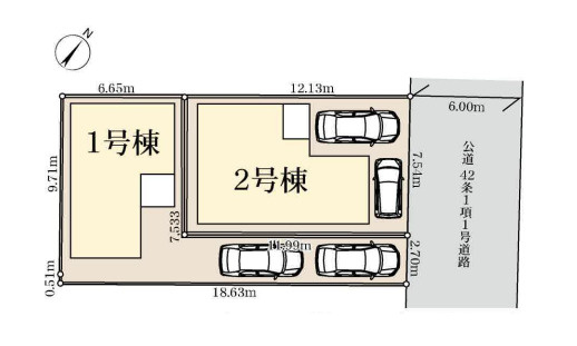 さいたま市北区宮原町　新築一戸建て　リーブルガーデン　01の区画図|1号棟