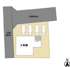 八女市吉田の新築一戸建の区画図