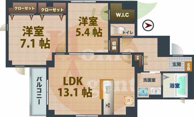 【間取り】 | ミノリア阿佐ヶ谷 | 2LDKのお部屋です。