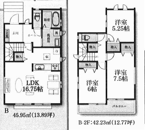 藤沢市弥勒寺3丁目　新築戸建全2棟　B号棟の間取り