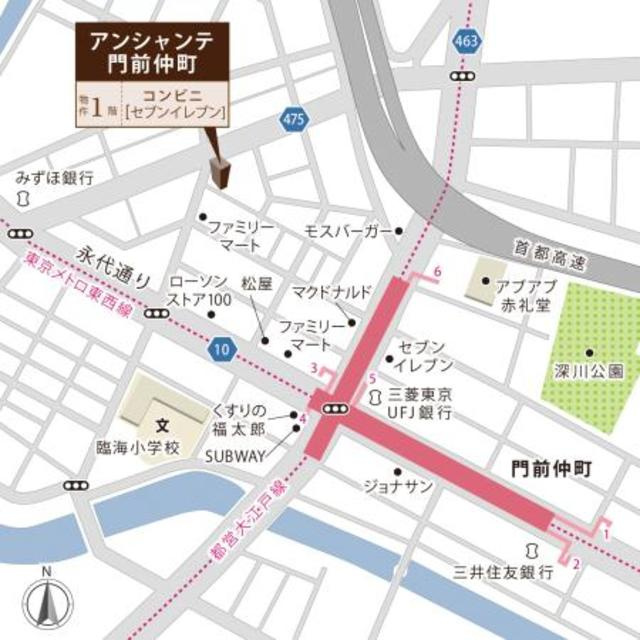 アンシャンテ門前仲町の地図