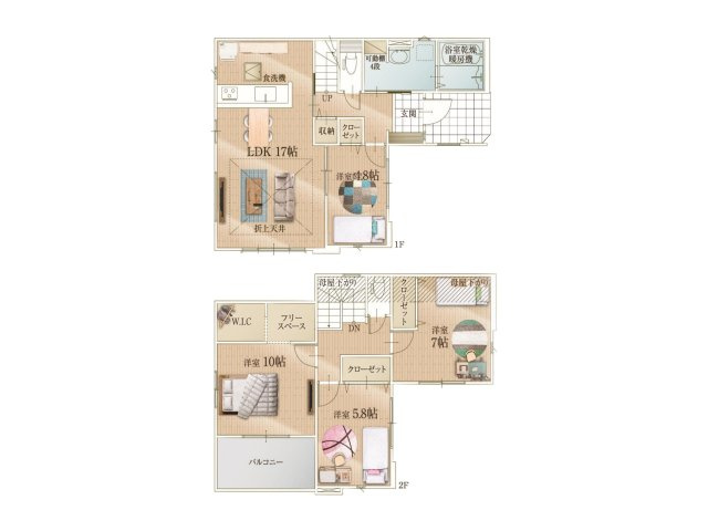 福岡市南区三宅2丁目第3-1棟（1号棟）の間取り|全居室収納付きで便利です。