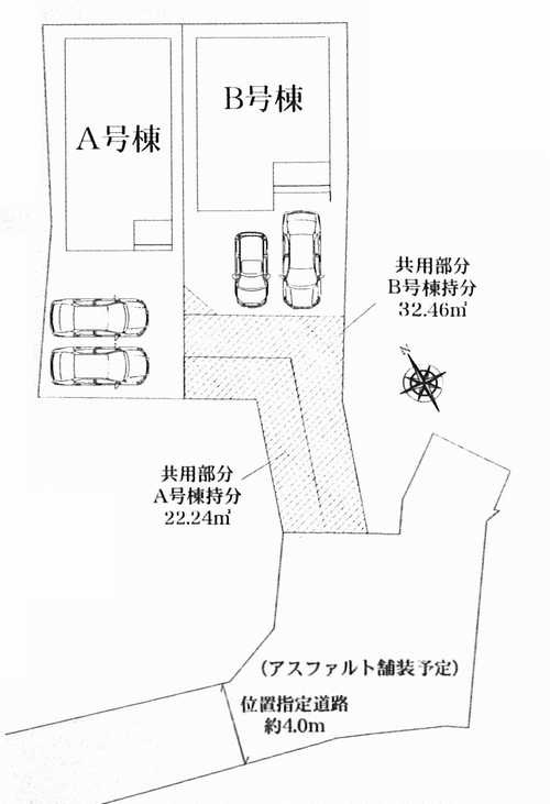 藤沢市本鵠沼1丁目　新築戸建全2棟　B号棟の区画図