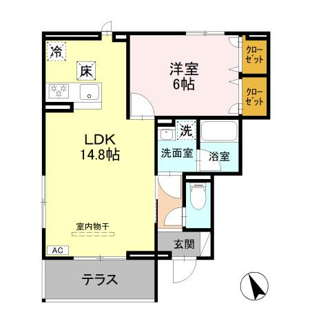 【間取り】 | ファインテラスA | １ＬＤＫの間取りです！