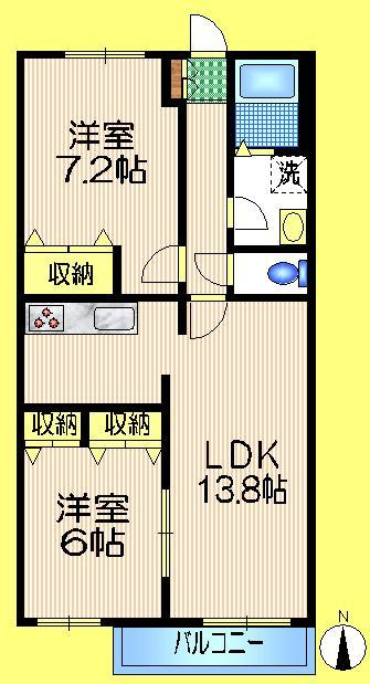 オークヒル　Ｓ棟の間取り|独立キッチンのＬＤＫ１４　南向き