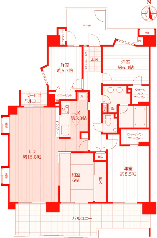 横浜市戸塚区上矢部町の賃貸マンションの間取り