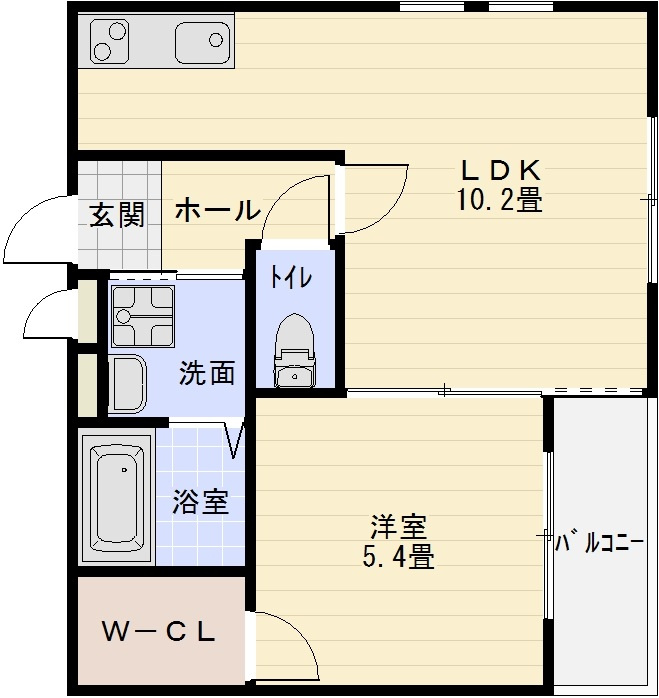 ユートロアフジの間取り|ユートロアフジ　間取り　１LDK