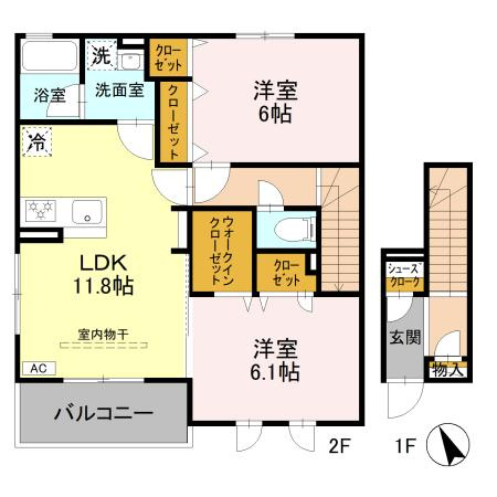 【間取り】 | ファインテラスA | 2LDKの間取りです！