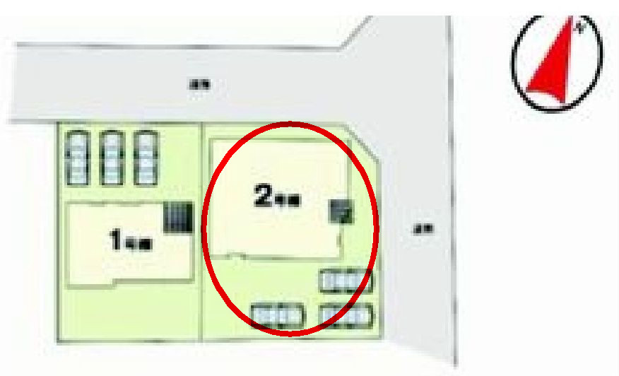 リガーレ前橋市国領町7期　2号棟の区画図|駐車場３台ご用意しています！来客時も重宝します♪
並列駐車なので、車の出し入れもしやすいですよ！