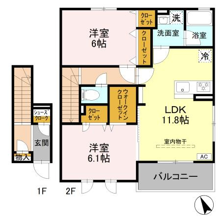 【間取り】 | ファインテラスA | 2LDKの間取りです！