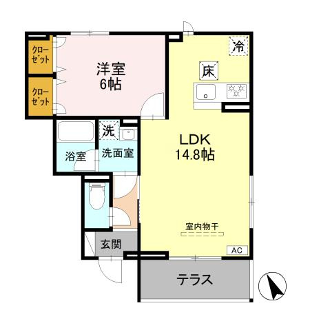 【間取り】 | ファインテラスA | １ＬＤＫの間取りです！