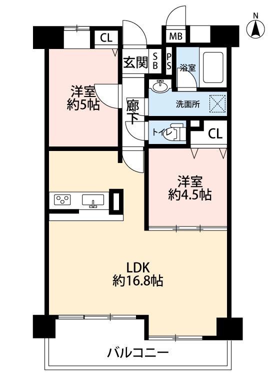 ワコーレアベニュー灘303号室の間取り