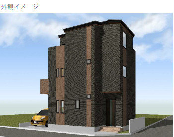 《仲介手数料半額》坂戸市千代田の外観パース|小中学校が徒歩10分以内で、子育て世帯に嬉しい住環境。スーパーも近く、毎日のお買い物に便利です。ZEH水準省エネ住宅の角地物件で、11月完成予定です。