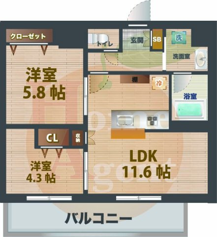【間取り】 | フレンシア下井草 | 2LDKのお部屋です。