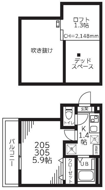 アザーレ・キュリオス百合ヶ丘の間取り
