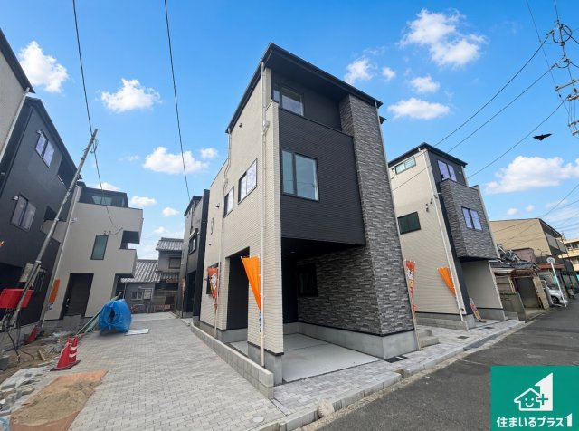 大阪市東住吉区公園南矢田　第1期　新築一戸建ての外観|周辺は落ち着いた街並みの住宅地！子育てがしやすい住環境です！現地でしかわからない事もございます。是非一度ご覧ください。