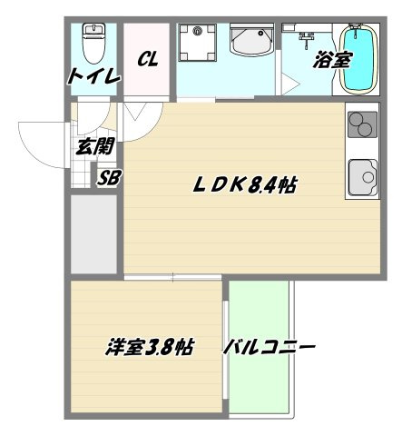 大阪市東淀川区柴島２丁目のアパートの間取り