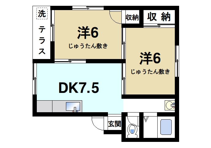 松本マンションの間取り|和室のある間取りになっております。