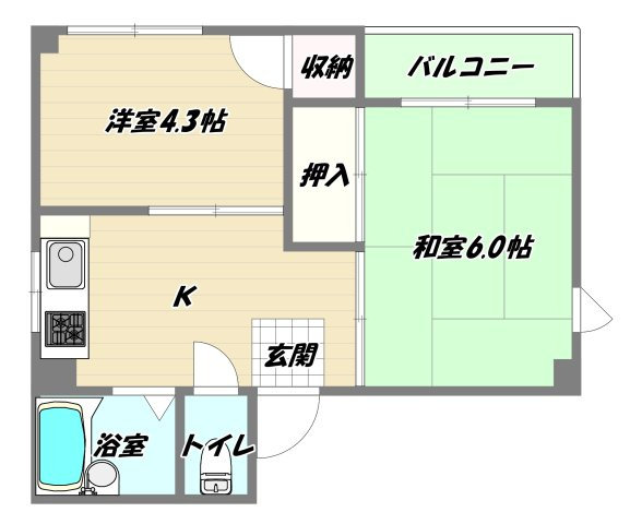 大阪市淀川区東三国１丁目の賃貸マンションの間取り