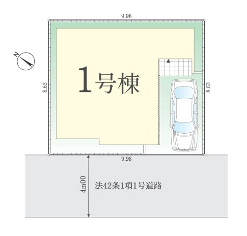 ふじみ野市丸山の新築一戸建の区画図|南西向きで陽当り良好！
商業施設が周辺に充実し、生活しやすい立地です。