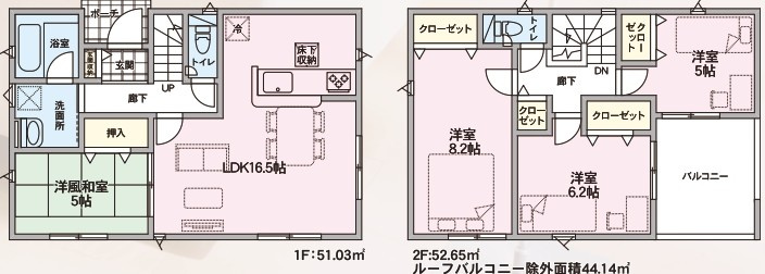 秋田市将軍野南第5の間取り