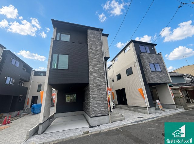 大阪市東住吉区公園南矢田　第1期　新築一戸建ての外観|周辺は落ち着いた街並みの住宅地！子育てがしやすい住環境です！まだ未完成ですが、現地でしかわからない事もございます。是非一度ご覧ください。