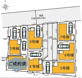 大阪市東住吉区公園南矢田　第1期　新築一戸建ての区画図|全7区画