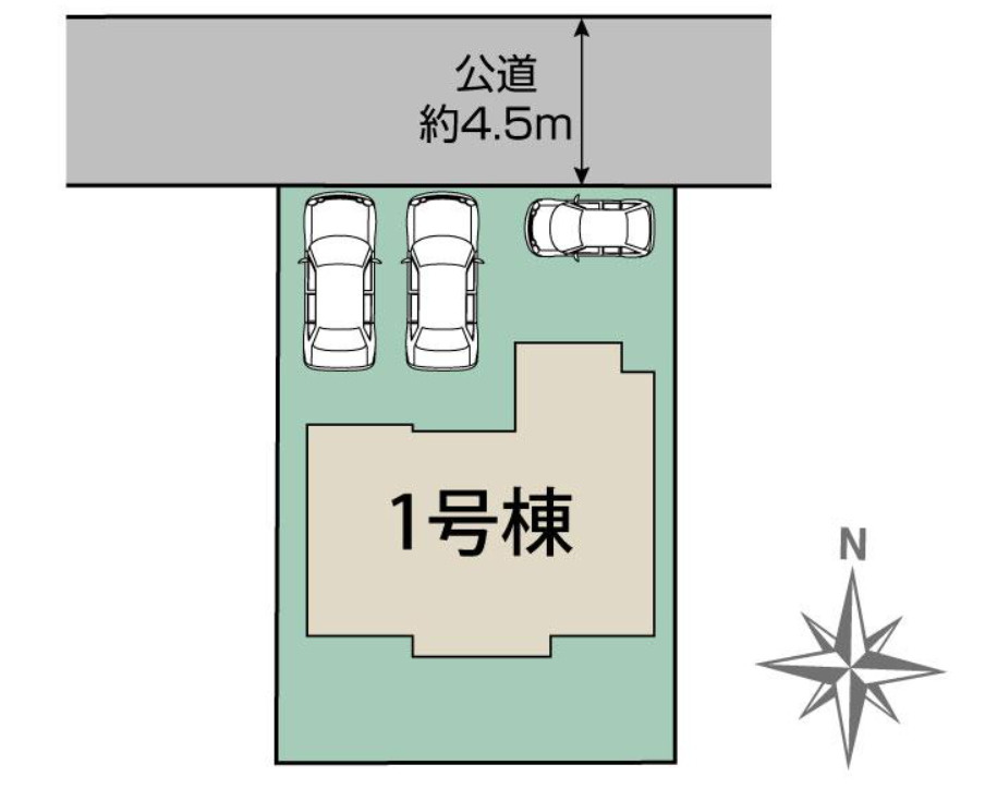 ブルーミングガーデン壬生町幸町3丁目2期の区画図|敷地面積：163.25㎡　接道：北側約4.5ｍ(公道)