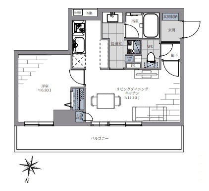 東京マスタープレイスの間取り|東京マスタープレイス：眺望良好！バス・トイレ別１ＬＤＫリノベーション物件は全居室６．３帖以上の暮らしやすいお部屋！令和８年１１月末完成予定となっております！