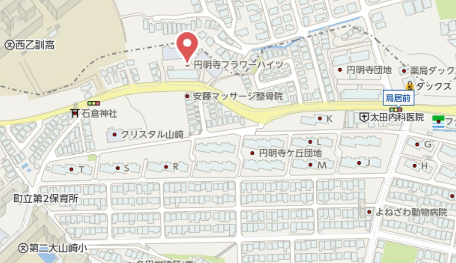 円明寺フラワーハイツ3棟　5階の地図