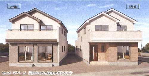 藤沢市遠藤　新築戸建全2棟　B号棟の外観パース