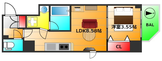 シーズンフラッツ新町の間取り|現状有姿　