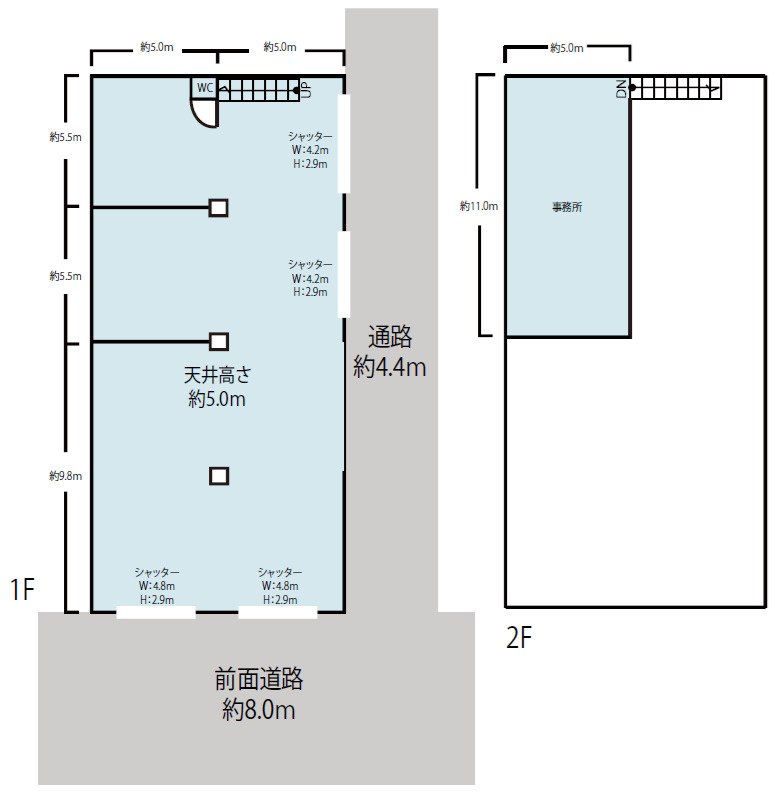 八尾市泉町1丁目貸工場倉庫55万円の間取り