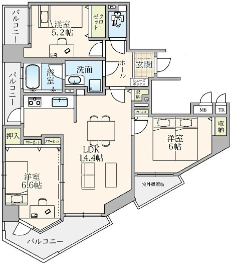 プリオーレ23甲子園一番町エッセンシエルの間取り